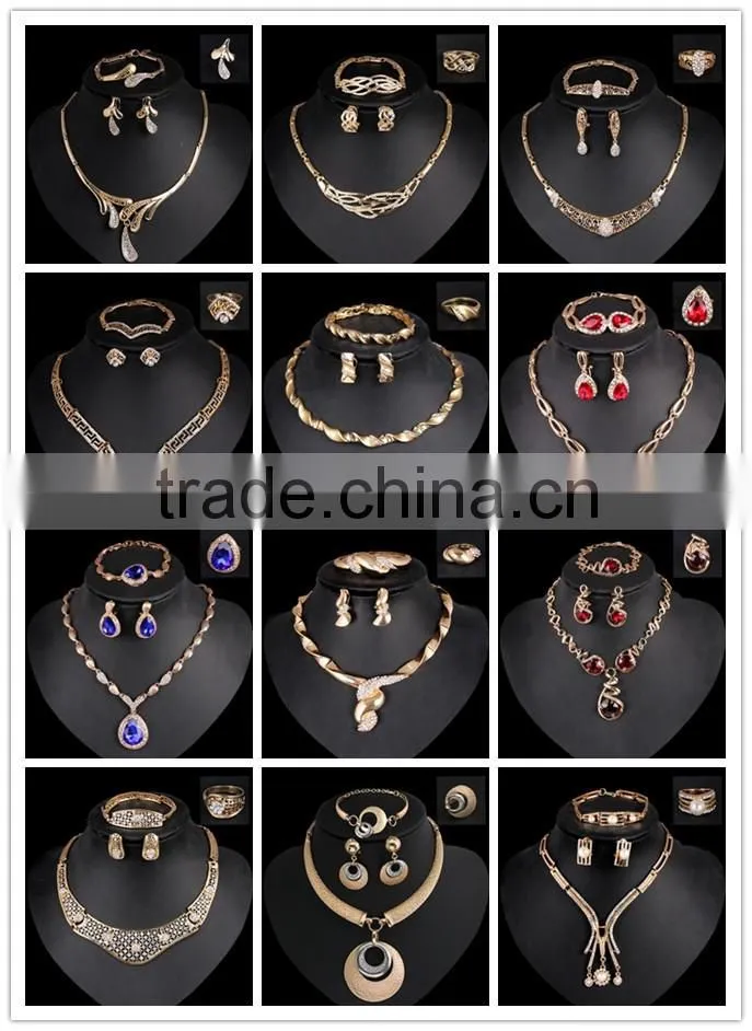 2016 Simulated Diamond Fashion Semicircle Necklace Exaggerated Metallic Jewelry Set