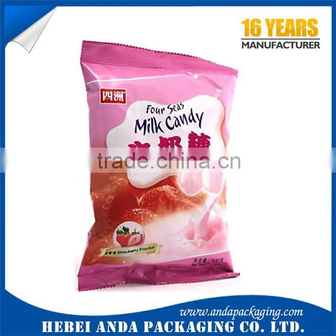 Colorful candy wrapper snack food packaging plastic roll film /snack biscuit laminated packing printing