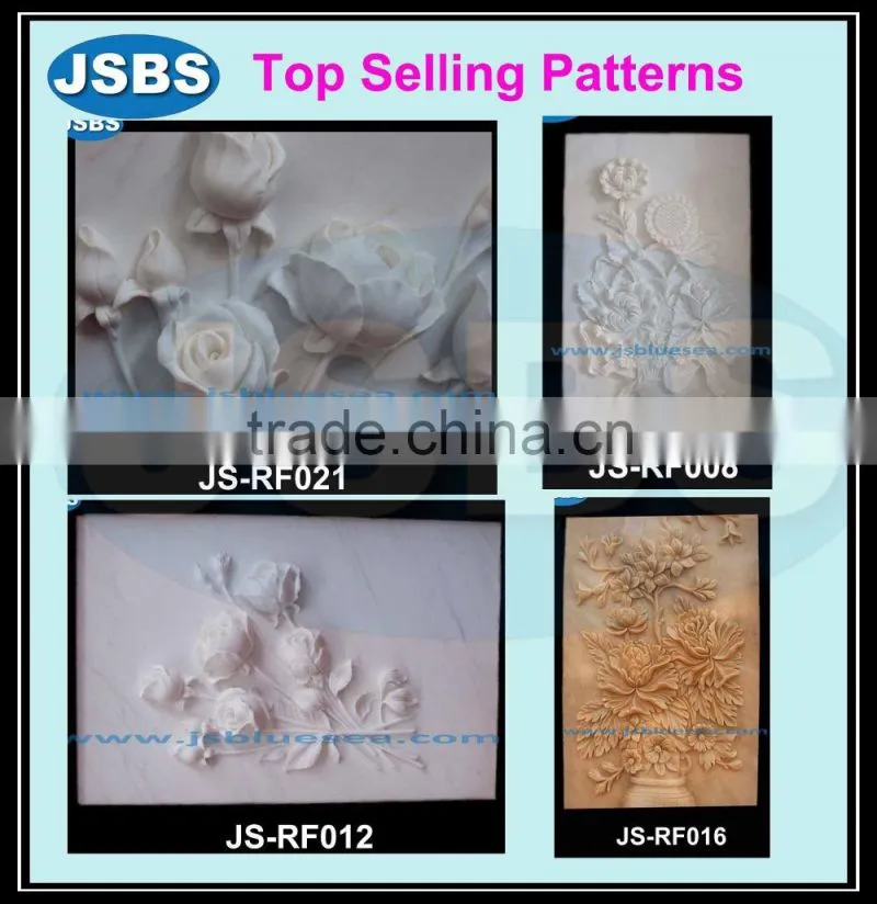 white marble flower carving relief