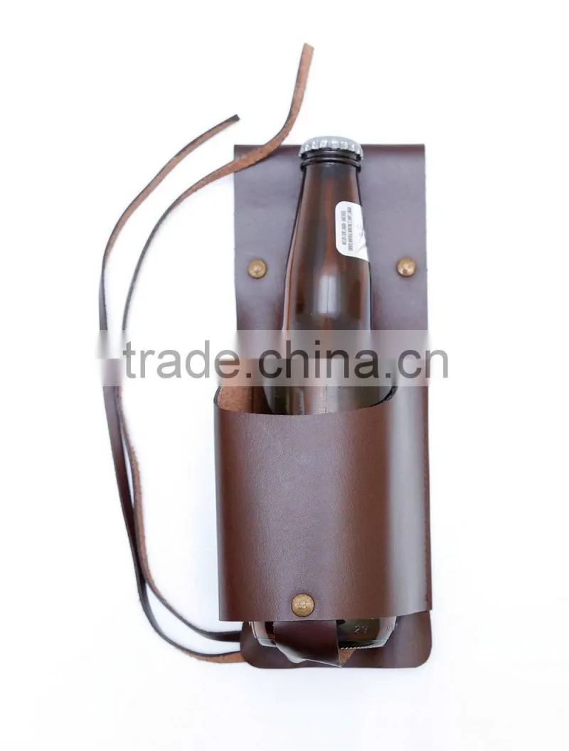 2015 Hot Sale Custom Full Grain Genuine Leather Bottle Holster