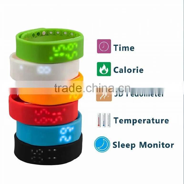6 Color Smart Sports Bracelet original Fitbit flex health records pedometer step counter thermometer wireless