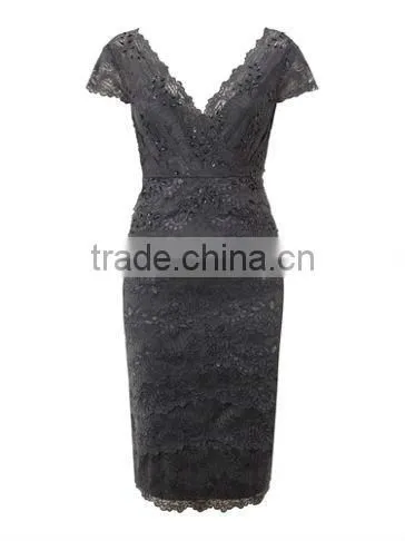 Girls V-Neck Lace Evening Dress With Real Photo