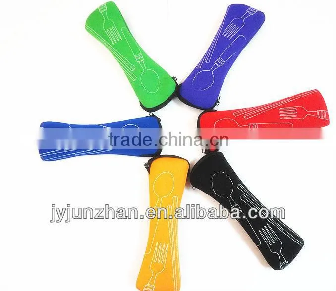 Stainless Steel Travel cutlery spoon fork sets with cloth bag packing and low price