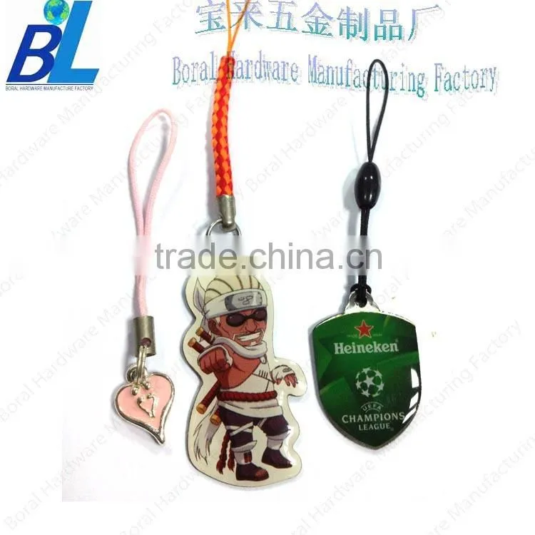 Set-printed sticker domed metal chinese symbol phone pendants