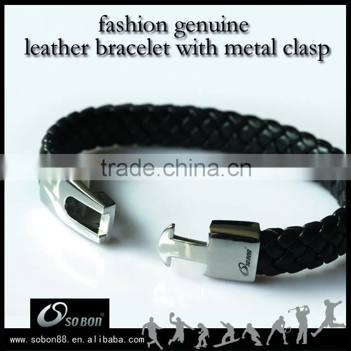 Fashion Jewelry New Design Handmade Braided Leather bracelet with Metal