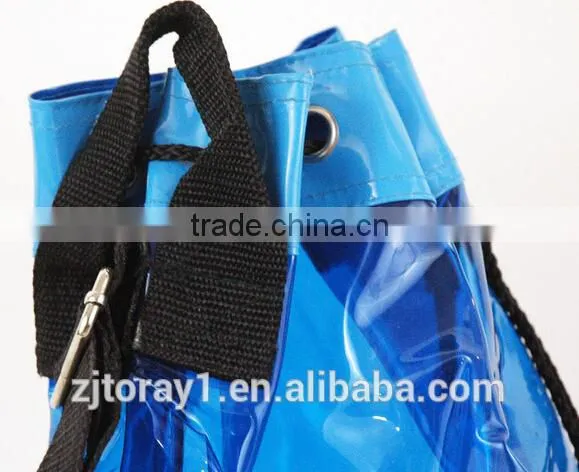 Blue Clear PVC Drawstring Bag PVC Promotional Bag