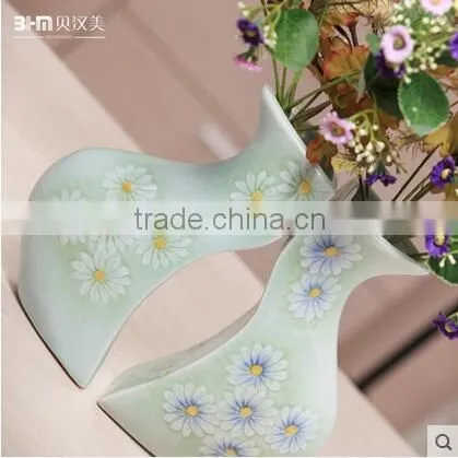 2 pics a set art couple crackle glazed ceramic vase with flower