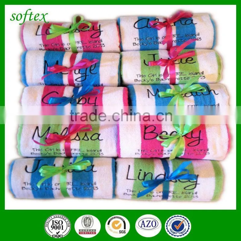 china factory wholesale lot of promo embroidered beach towels for adults