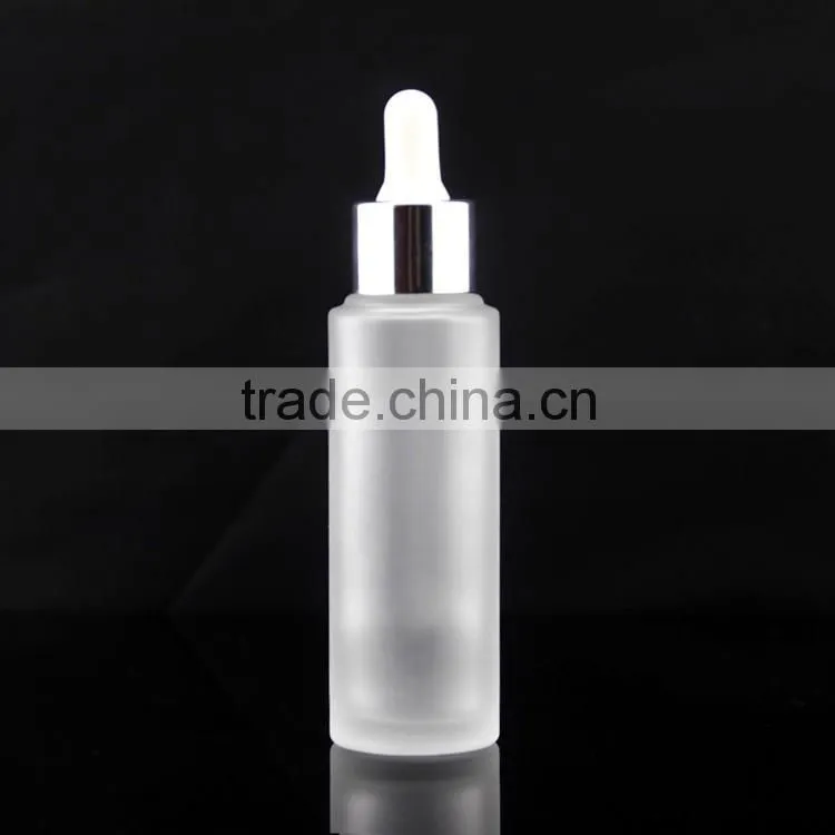 high quality frosted bottle with dropper in silver