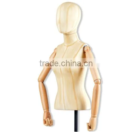 fabric dress form mannequin with wooden arms