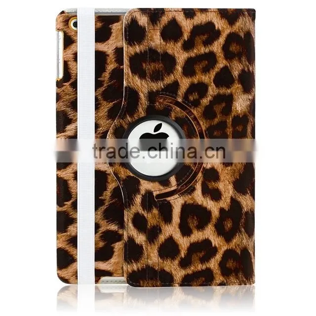 Fashion Style 360 Rotating Brown Leopard Print Tablet Leather Case
