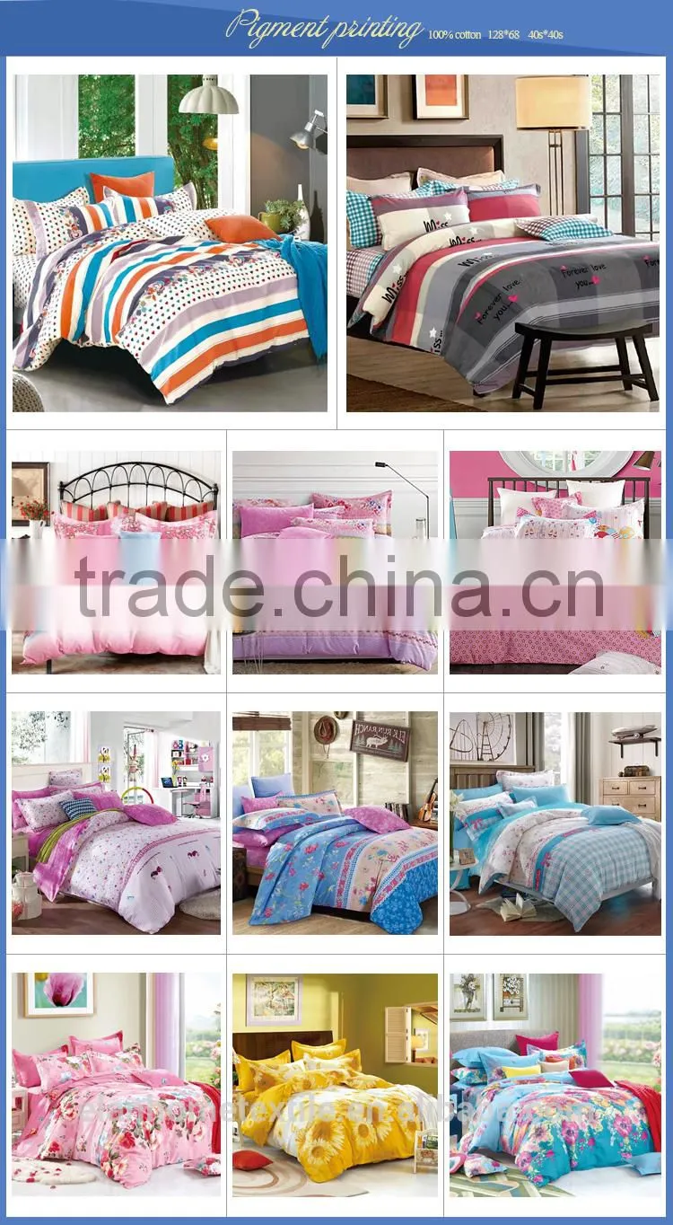 1100% cotton 128*68 40s*40s pigment printed beautiful bed cover set with zipper