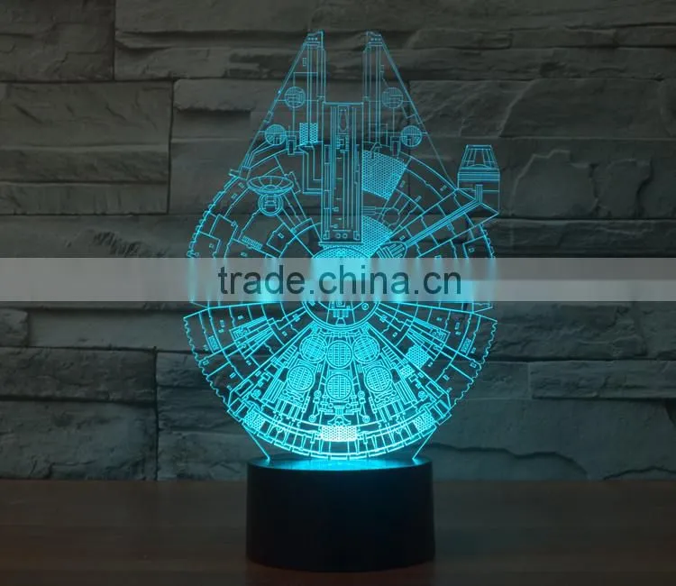 7 Color Changing Space Ship 3D Led Light