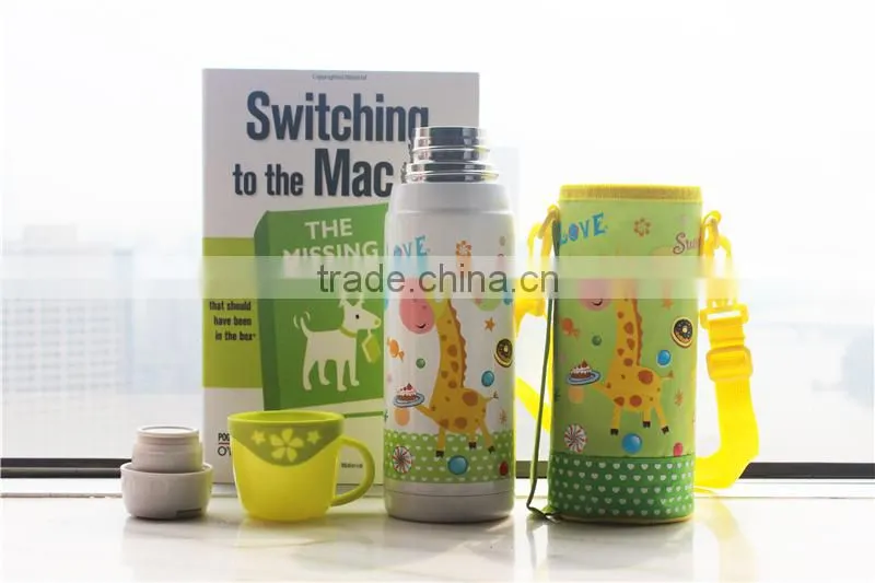 High quality double wall stainless steel Children vacuum flask with 2 cups