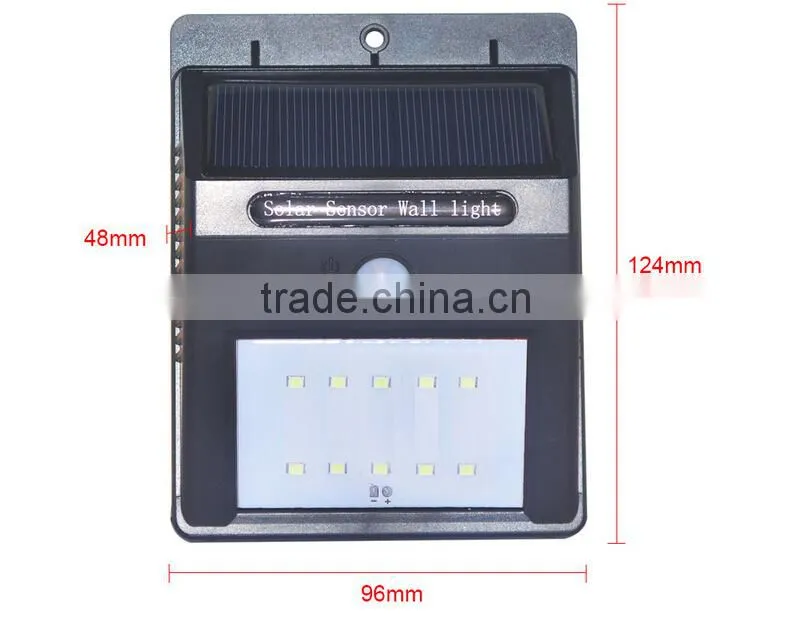 2015 New Outdoor 10 LED Solar Wall Mounted Motion Sensor Light