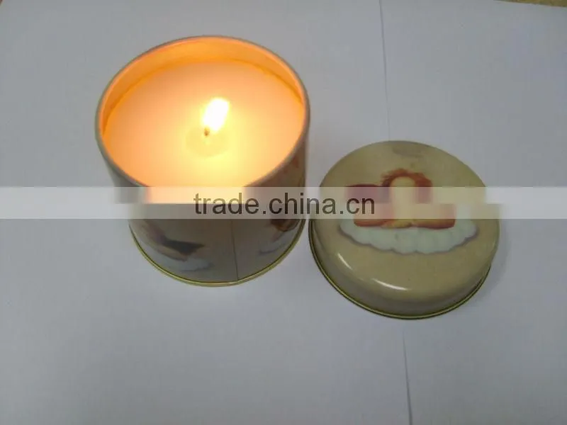 Round tin box for candle
