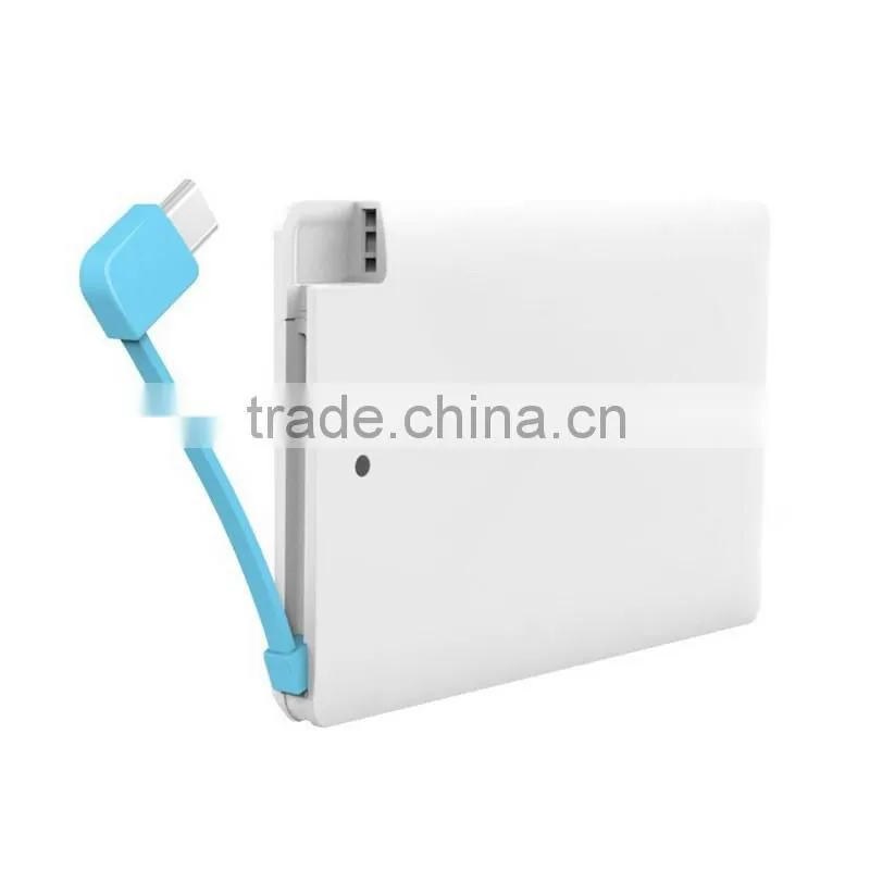 2016 hot promotional gift custom logo 2500mah portable ultra thin credit card size power bank battery pack charger