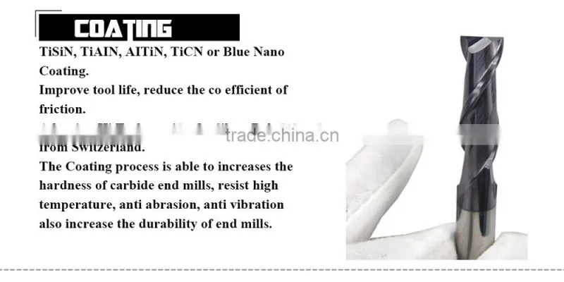 Liken500 HRC55 2Flute end mill CNC milling cutter wood