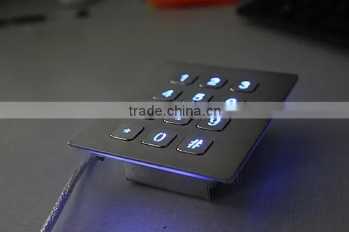 12 keys metal keypad entry with rear panel mounting