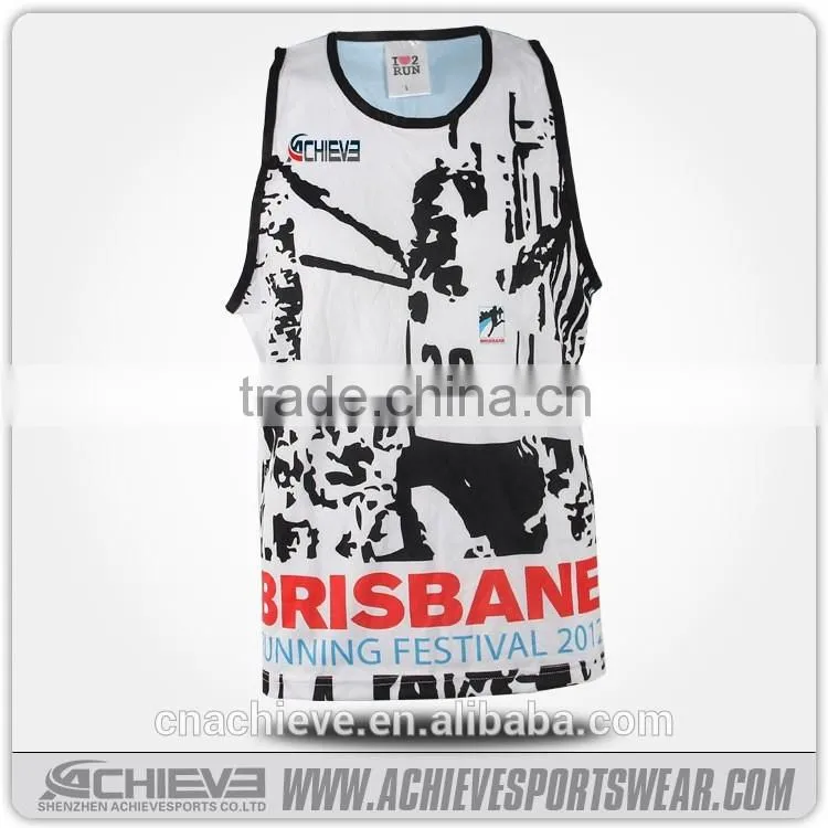 breathable cutom running singlet sublimated wholesal running vest runing wear