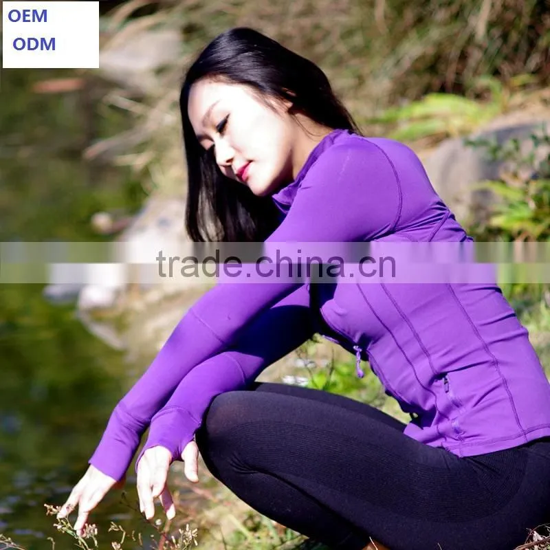 2015 Unique Design Ladies 87% Supplex 13% Lycra Workout Clothing Sexy Fitness Yoga Jacketss for Women