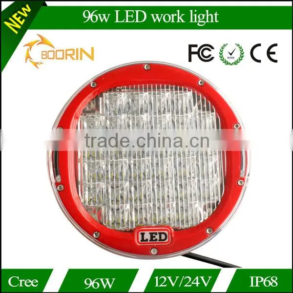 Top Sale Black/ Red automobile 4x4 accessories 4wd offroad 9 inch 96w round led working light led driving lights