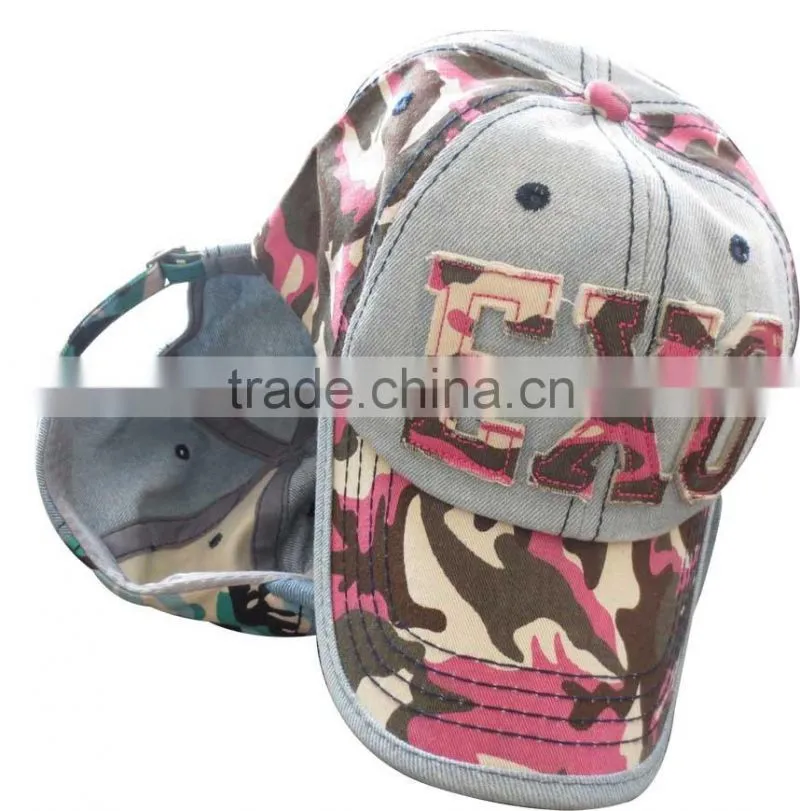 denim camo twill embroidered sports hat,denim baseball cap,washed baseball hat