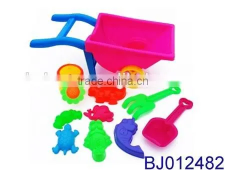 Good quality plastic toy children sand beach toy truck with shovel and molds