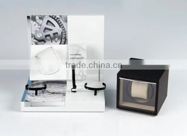 Table Top Lacquer Wooden Watch Display Stand Custom Color