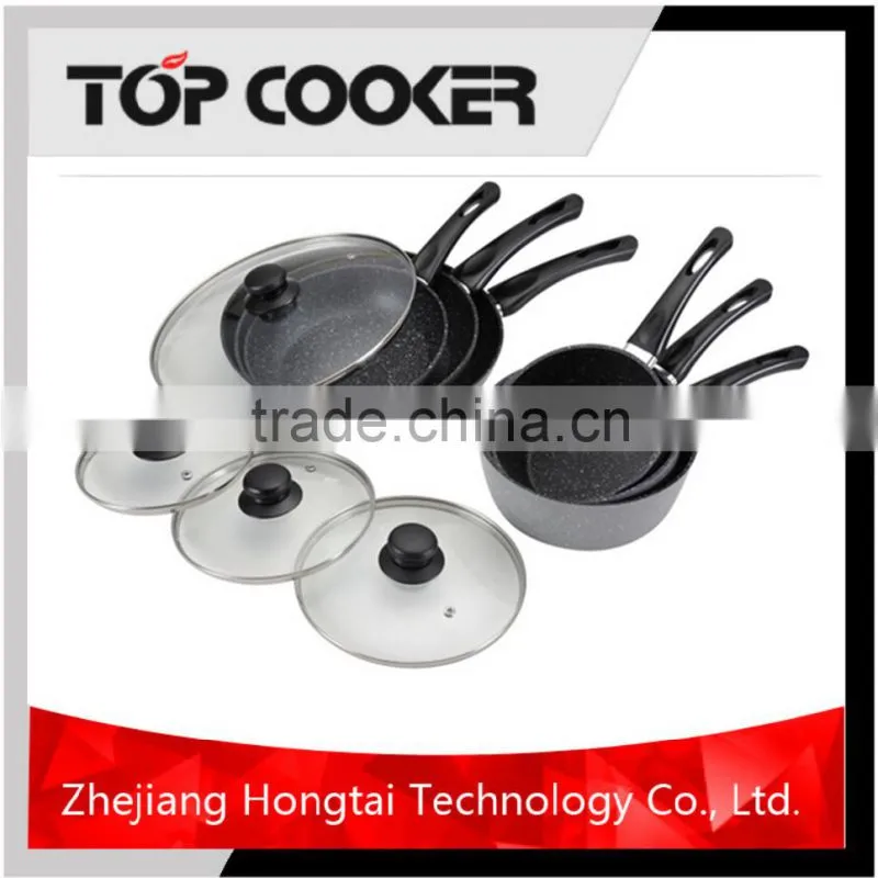 Aluminium forged marbel coated china products cookware set
