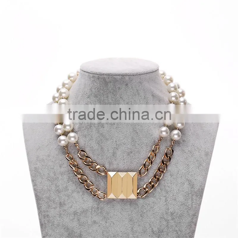 2016 newest fashion alloy gold plating beaded fashion jewelry necklace