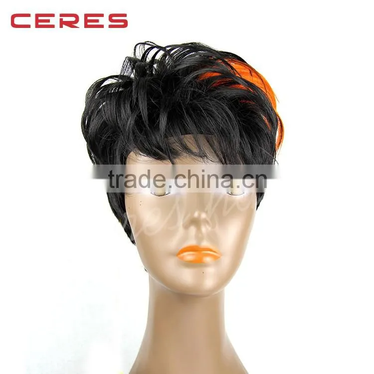 cheap High Temperature Fiber ST1B Orange wig synthetic wig for fashion lady short fashionable wig