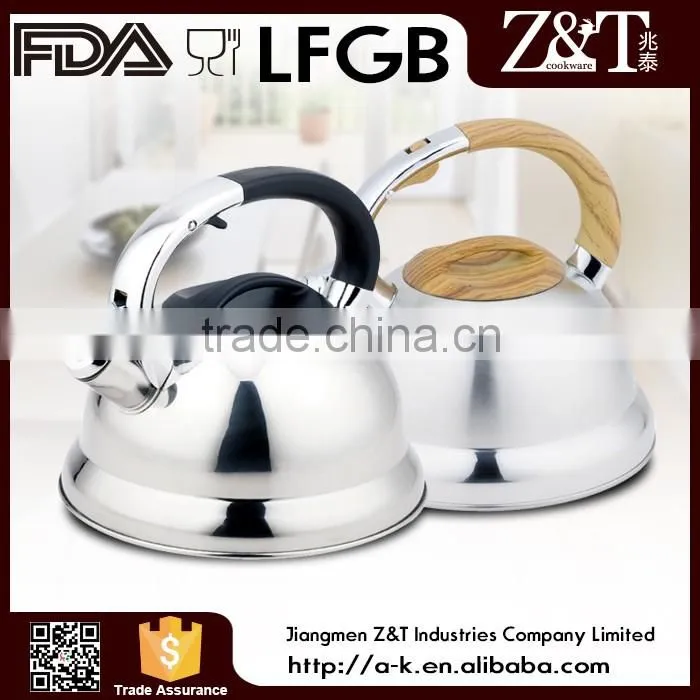 stainless steel mirror spout brew kettle with black plastic handle