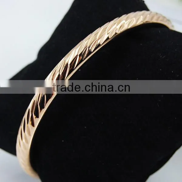 Stainless Steel Round Flat Engraved Bangle