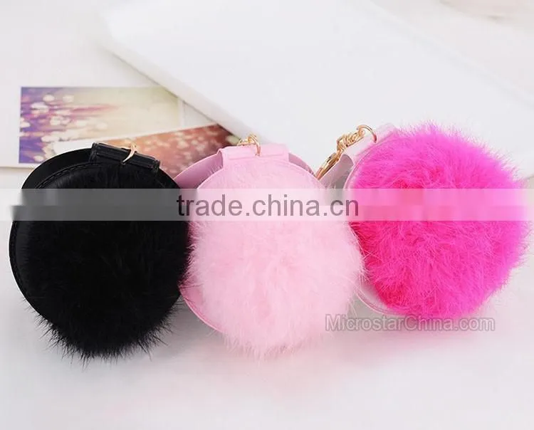 China Supplier Small Coin Wallet Decorative Zebra Fur Ball Keychain