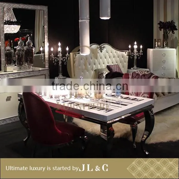 JT27-11 Stainless Steel Stand Dinner Table Advanced Silk Printing Technology from JL&C Luxury Home Furniture