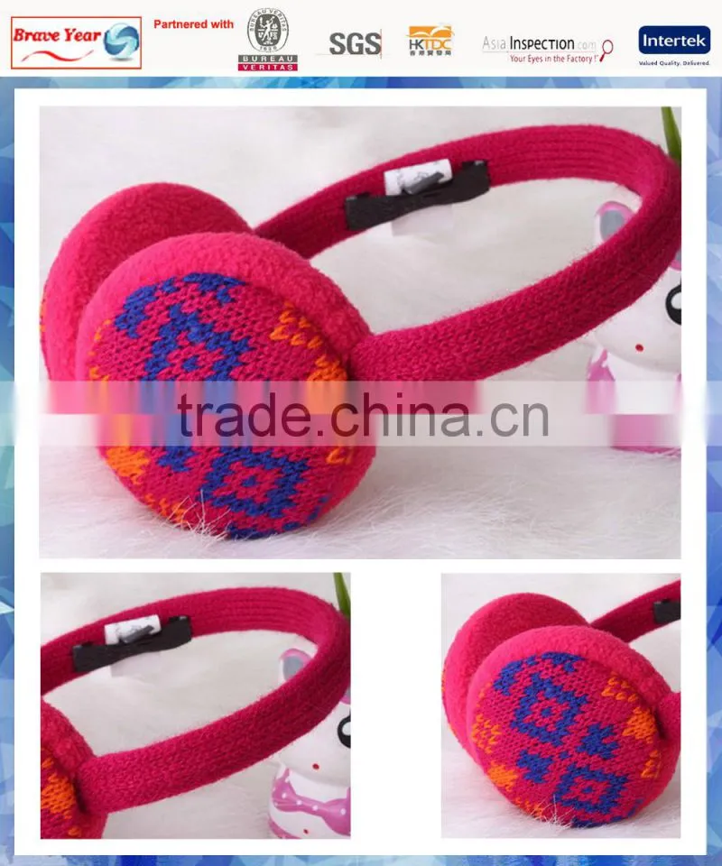 women fairisle knitted cheap earmuff with fleece lining