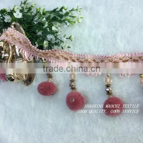 wholesale curtain lace soft ball tassel fringes for home textile accessory