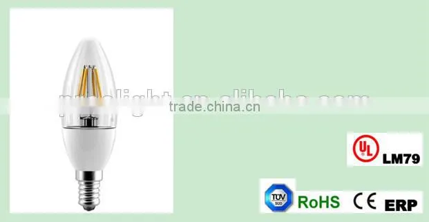 candle shape warm white 400lm 2.5w E14 led bulb filament