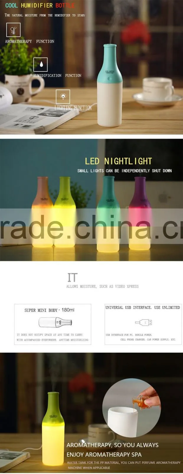 USB led light essential mist oil humidifier air freshener aroma humidifier