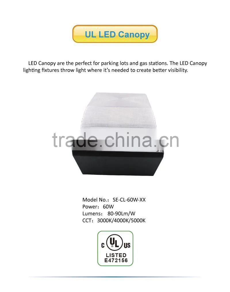 60W UL DLC SAA Listed Gas Station LED Canopy Light