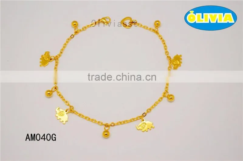 Olivia 2016 New Fashion Stainless Steel Jewerlry Simple Leaves design anklets for women