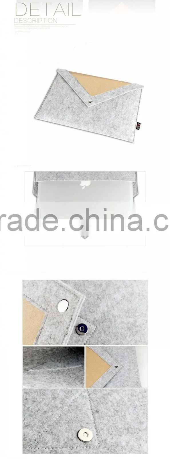 2015 BUBM Grey Pure Wool Felt Fabric Carrying 13 inch Computer Notebook Case Bag