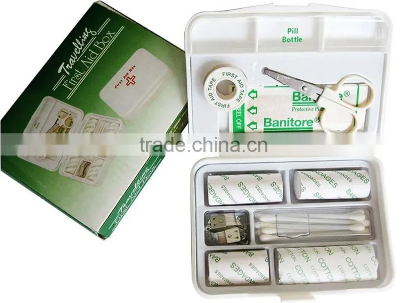 Mini first aid kit with plastic box