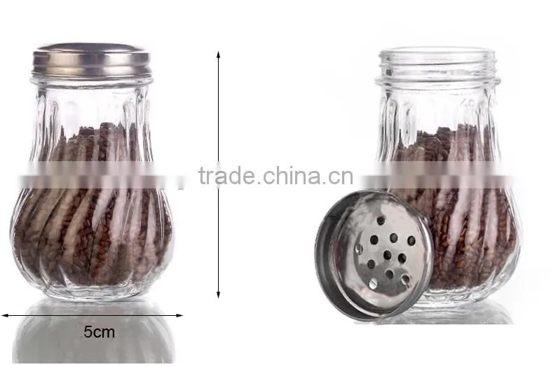 ball shape glass salt pepper shakers with stainless steel cover
