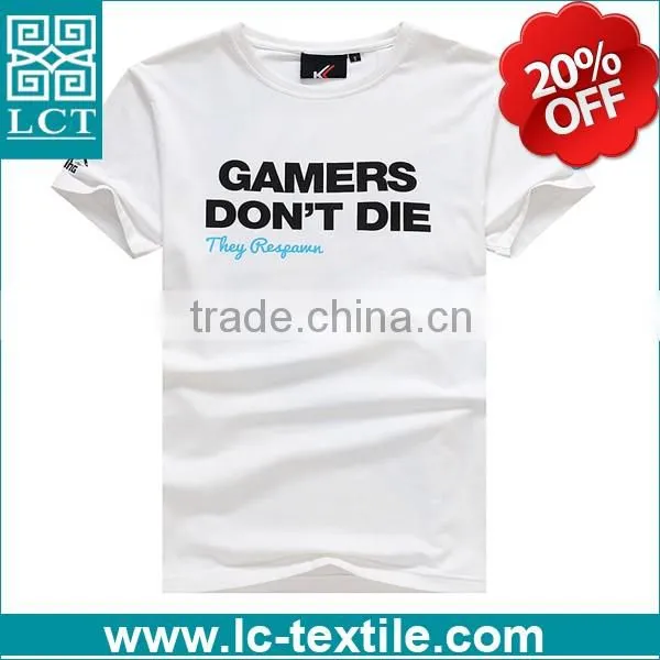 custom slogen print slim fit plain cotton neck crew t-shirt for wholesale