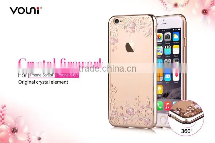 Crystal Electroplating With Diamond Bling PC Back Cases Cover For Iphone 6 6S 6 Plus