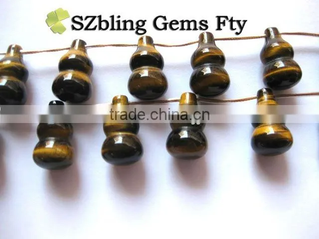 Hot seller loose gemstone,tiger eye gourd shaped beads