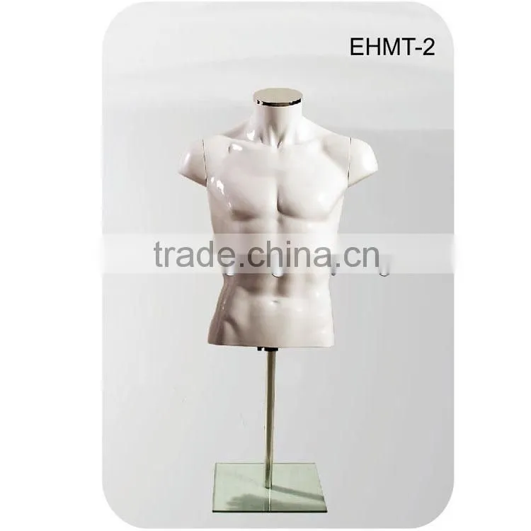 fashion headless half body new white glossy PP display mens torso