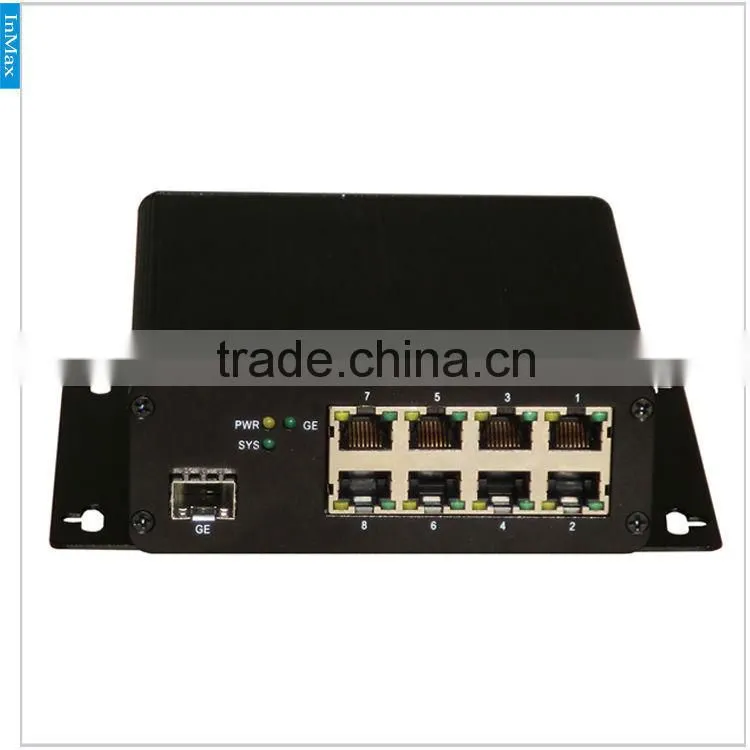 PoE network switch, 8+1G Din rail 8 ports Industrial PoE Switch 48V from InMax P309A